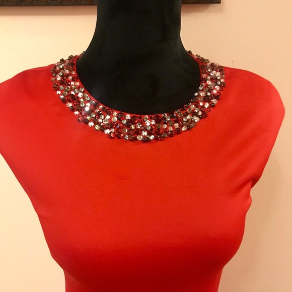 Ted Baker red ELENNA Embellished midi dress - Picture 5 of 8